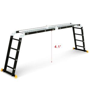 4.7M 15.5ft nhôm đa năng thang <span class=keywords><strong>telescoping</strong></span> gấp nền tảng mở rộng màu đen với hai nền tảng làm việc - Product Image 3