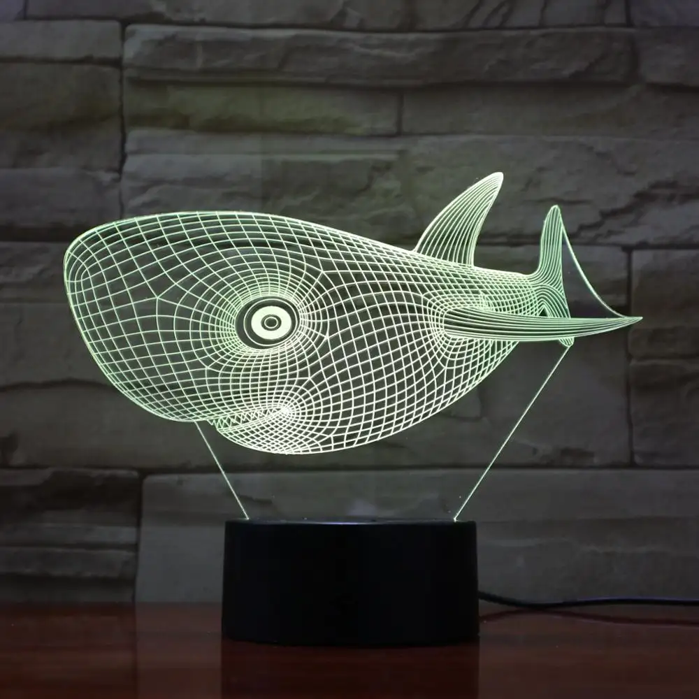 Various Kinds Sea Animal fish shrimp Shark Jellyfish Dolphin 3D Visual Night Light table Lamp LED RGB Colors 3d led lamp