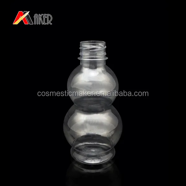 Unique design custom PET gourd shape transparent plastic bottle for mineral water juice drinks packaging