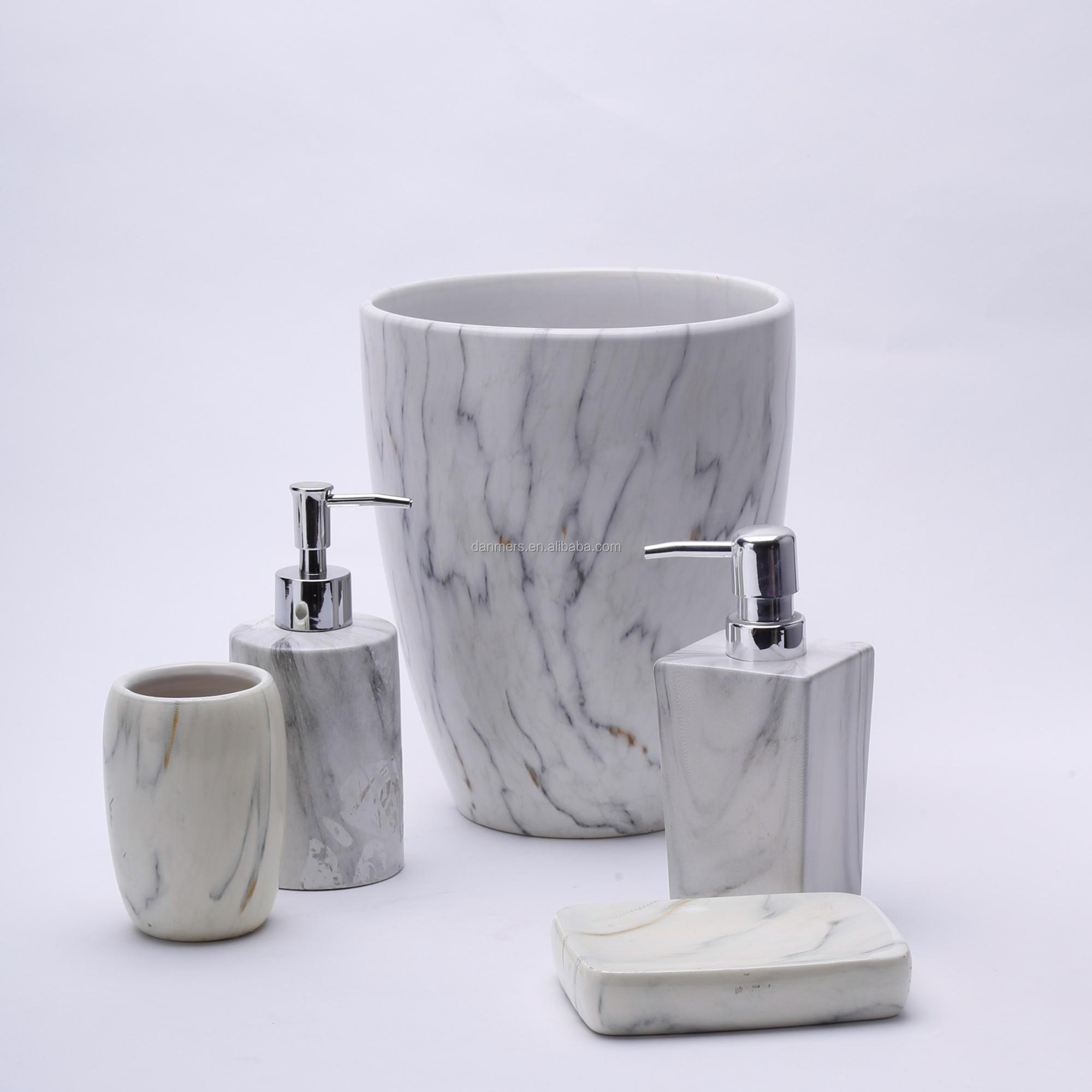 2021 Resin Modern Marble Bathroom Accessory 5 pcs bath set