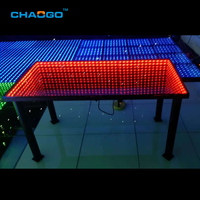 Table basse en verre illuminée à effet tunnel 3D moderne avec télécommande, lumière LED RGB, miroir infini, table de salle à manger pour restaurant