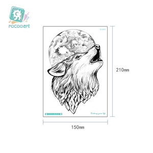 Tatuajes Temporales Impermeables ROCOOART para Mujeres y Hombres Adultos, Arte Corporal para Brazos, Diseño de <span class=keywords><strong>Lobo</strong></span>, 21*15cm - Product Image 2