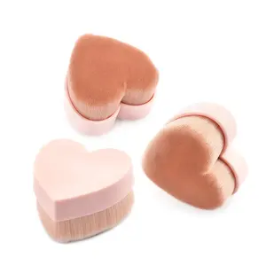 Pinceau de maquillage Kabuki en poils synthétiques rose personnalisé Melason en forme de coeur Pinceau de marque privée en usine
