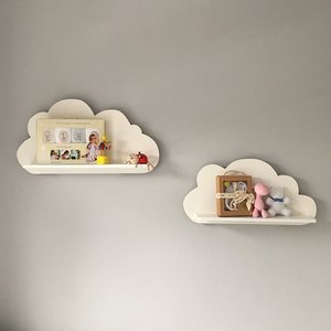 Scaffale da parete in MDF per asilo nido per bambini scaffali a <span class=keywords><strong>nuvola</strong></span> in legno bianco vassoio galleggiante a prezzi accessibili scaffali per libri da vivaio scaffale a parete <span class=keywords><strong>nuvola</strong></span> - Product Image 3