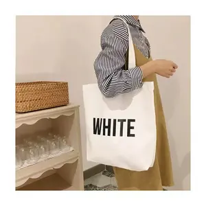 Custom printed recycle plain organic cotton canvas tote bag bulk large reusable canvas cotton shopping bag with logo