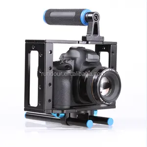 Aluminium DSLR Camera Cage Kit Dukungan untuk Canon 5D Mark II 7D 60D 15mm Kamera Cage Rig