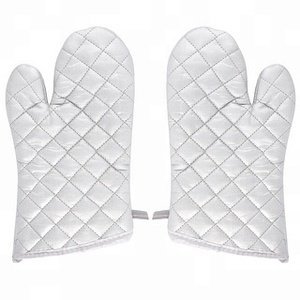 Kitchen Bakery Heatproof Microwave Baking Oven Mitt <strong>Gloves</strong> <strong>Silver</strong> White - Product Image 2