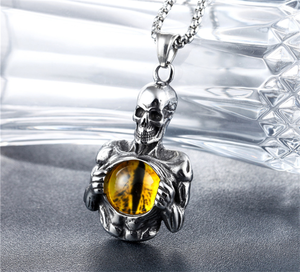 Di più nuovo Modo Creativo Retro Punk Del Cranio Dell'acciaio inossidabile Degli Uomini Collana Del Pendente Della Gemma - Product Image 2