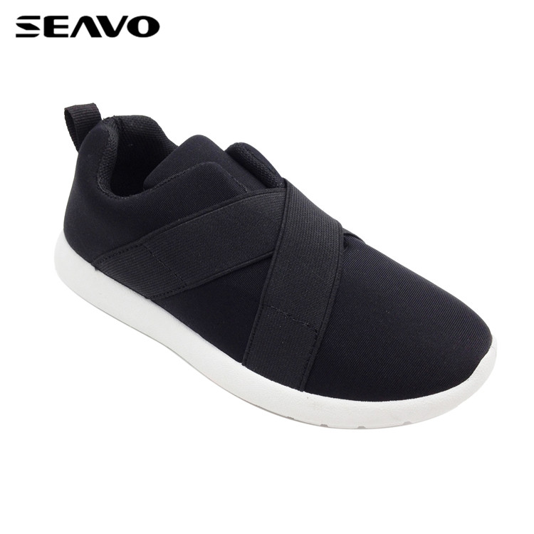 SEAVO girls простой дизайн мягкая удобная Черная спортивная обувь без кружева