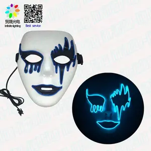 DevilFace Masker LED, Topeng Halloween EL Wire Light Up, Topeng Topeng LED, Satu Ukuran
