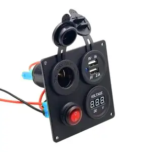 12V ON-OFF Button Switch 3.1A Dual USB Charger Four Hole car switch panel for Marine Truck Motorcycle boat