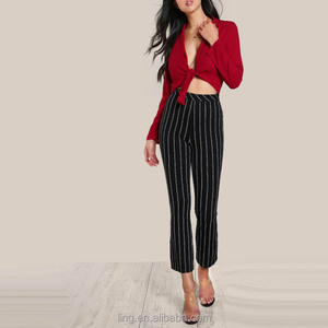 <span class=keywords><strong>Manga</strong></span> <span class=keywords><strong>larga</strong></span> frente nudo hundiendo solapa <span class=keywords><strong>crop</strong></span> <span class=keywords><strong>top</strong></span> blusa - Product Image 5