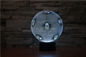 Real Madrid 3D fútbol diseño Decoración Luz de la noche de la ilusión óptica LED 3D lámpara para la promoción - Product Image 6