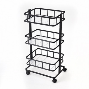 Skillful Manufacture 3-tier Black Coating Trolley Basket - Product Image 1