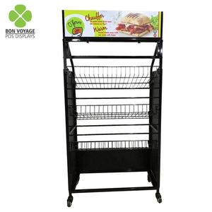 Khuyến mại dây kim loại hiển thị đứng siêu thị giỏ Rack hiển thị <span class=keywords><strong>4</strong></span> <span class=keywords><strong>Tier</strong></span> hiển thị thực phẩm - Product Image 2