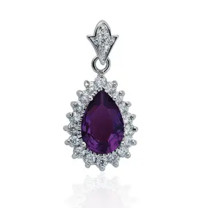 Mousseux gros Améthyste diamant zircone pendentif blanc violet plaqué or pendentifs bijoux pour collier, bracelet