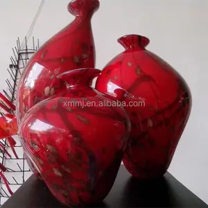 Glazen Vaas Glazen Decoratie Stukken Mj Cn; Fuj Handgeblazen Glas Fabricage Chinese Bloem Handgemaakt Mondgeblazen Antiek Rood Zwart