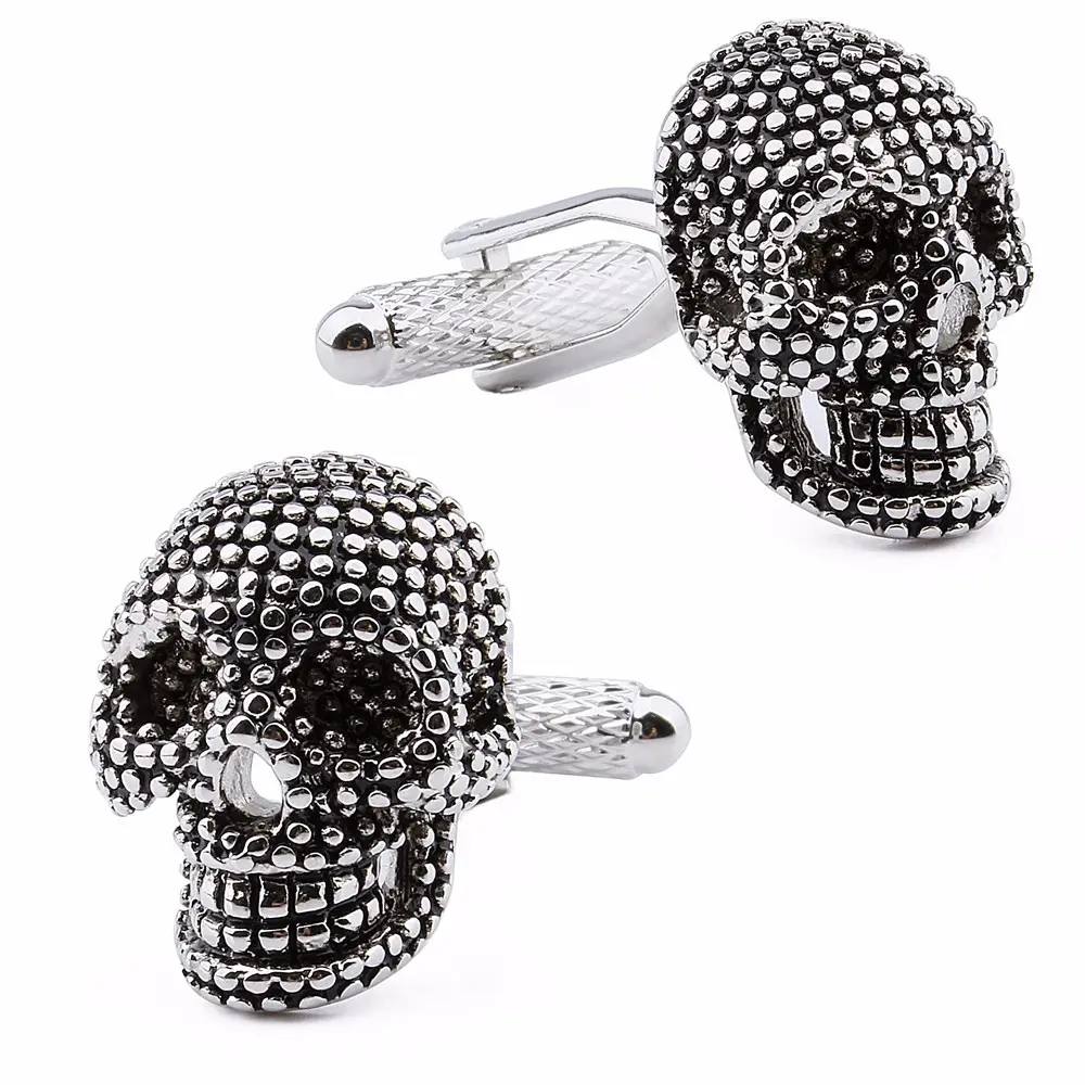 Haosen, venta al por mayor, novedad de lujo, camisa de vestir para hombre, gemelos de calavera muerta negra o tachuelas de esmoquin para fiesta, joyería redonda de latón para hombre