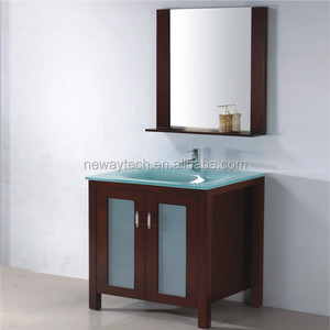 Vanité en pvc sur pied pour évier, salle de bains, moderne, unités avec miroir, noir - Product Image 3