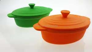 Durable Microwave Silicone Bowl Steamer With Lids/ High Temperature Resistant Boat Shape Silicone Food Container