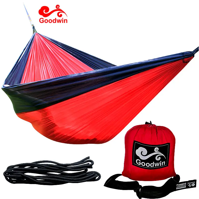 2023 Factory Price New Double Nylon Hammock with Two Tree Straps & Carabiners, 600lbs