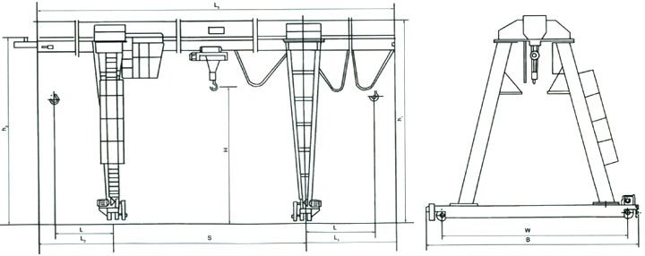 10t MH Type Single Girder Hook Gantry Crane Electric Mobile Moving Freely