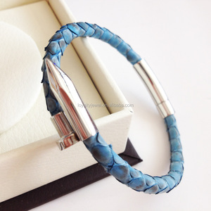 De lujo de alta calidad piel de pitón pulsera serpiente, pulsera de cuero - Product Image 1