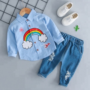 Ensemble chemise à manches longues pour <span class=keywords><strong>bébé</strong></span> garçon de 0 à 3 ans, en jean, deux pièces, collection automne 2018 - Product Image 2