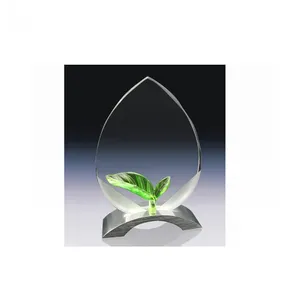 Benutzerdefinierte Neue Design Großhandel Kristall Blatt Wasser Tropfen Award Für Geschenke JA410