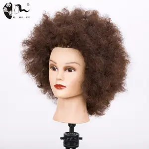 XISHIXIUHAIR Professional Afro Hair Styling Make Up 100%Human Hair Afro Training Mannequin Head with Free Detangling Comb