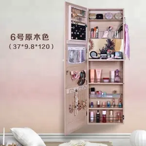 Fábrica china, respetuoso del medio ambiente con cerradura MDF de pie espejo giratorio de la habitación de madera espejo de piso de muebles Gabinete de la joyería