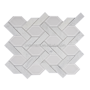 Gris <span class=keywords><strong>salle</strong></span> <span class=keywords><strong>de</strong></span> bains carreaux <span class=keywords><strong>de</strong></span> mosaïque hexagone maille monté mosaïque <span class=keywords><strong>de</strong></span> verre tuile - Product Image 6