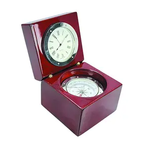 Unionpromo Multifunction Compass Clock With Rosewood Case