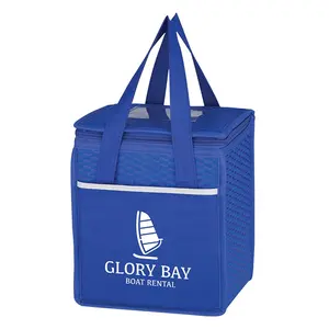 Lunch Bag Cooler Cubic Eco Wave Non Woven Promotional Recycle Custom Print Thermal Cooler Insulated Lunch Bag