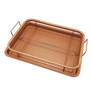 non stick copper coating baking tray with basket for oven and