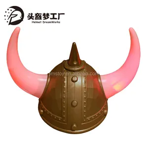 Viking Helmet with LED Light Up Horns and Braids for medieval Warriors | Costume Accessory Hat for Themed Parties, School Plays