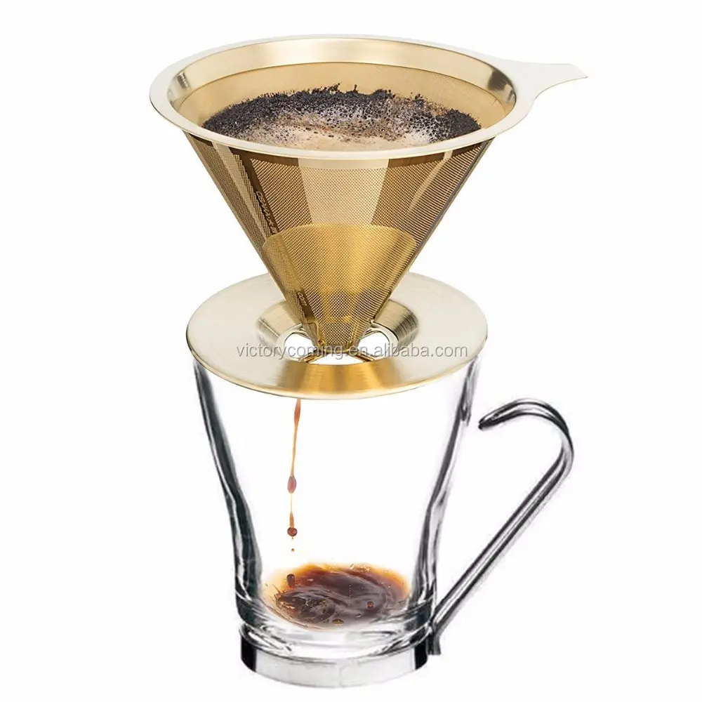 Cafetera de acero inoxidable para uso alimenticio, máquina de café de grado alimenticio, con gotero cónico, 18/8 (304)