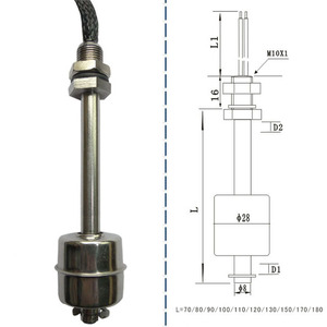 Interrupteur à flotteur magnétique en acier inoxydable M10 M12 à montage supérieur pour le contrôle du niveau d'eau, résistant aux hautes températures et aux hautes tensions - Product Image 2