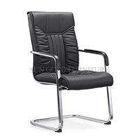 Chaise de bureau visiteur moderne en cuir à dossier central Chaise de réunion de bureau noire