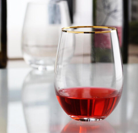 12oz 16oz 20oz Crystal Clear Stemless Wine Glass With Gold Rim