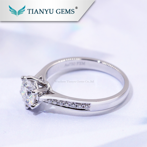 14 K/18 k Blanco/oro amarillo 1 Carat Forever one def VVS diamante sintético moissanite compromiso precio del anillo - Product Image 3
