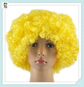 Fan dello sport Crazy Party <span class=keywords><strong>parrucche</strong></span> Afro ricci di colore giallo a buon mercato HPC-1130 - Product Image 2