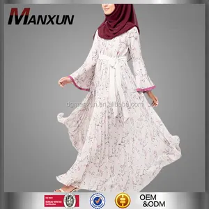 Nieuwste Bloemen Gevoerd Maxi Moslim Jurk Maleisië Abaya Jurk