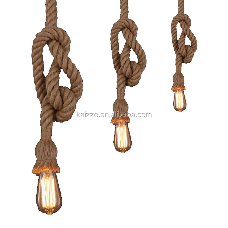 Vintage Restaurant Loft Chandelier DIY create Hemp Rope Pendant Lamp