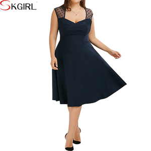 2024 Fat Women's Party Wear Polka Dot Knee Length <strong>Plus</strong> <strong>Size</strong> <strong>1950s</strong> Vintage Rockabilly Retro Swing <strong>Dress</strong> - Product Image 4