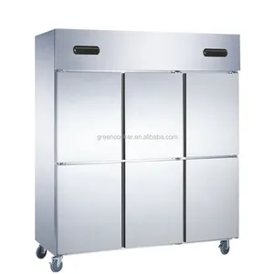 Refrigerador de 6 puertas Congelador industrial Pantalla digital de acero inoxidable Ce de una sola temperatura Acero recubierto de plástico