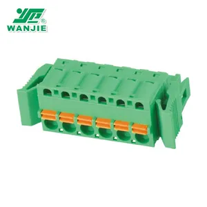 Wanjie 5.0 /5.08mm pitch front plug spring terminal block with lock WJ2EDGKDG-5.0/5.08