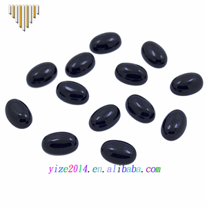 Al por mayor piedras preciosas naturales material forma oval posterior plana negro Onyx Cabochon - Product Image 3