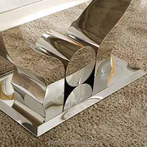 Demi-Cercle D'or en acier inoxydable hôtel hall table à manger et chaises - Product Image 6