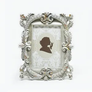 White resin embossed flower wedding photo frame